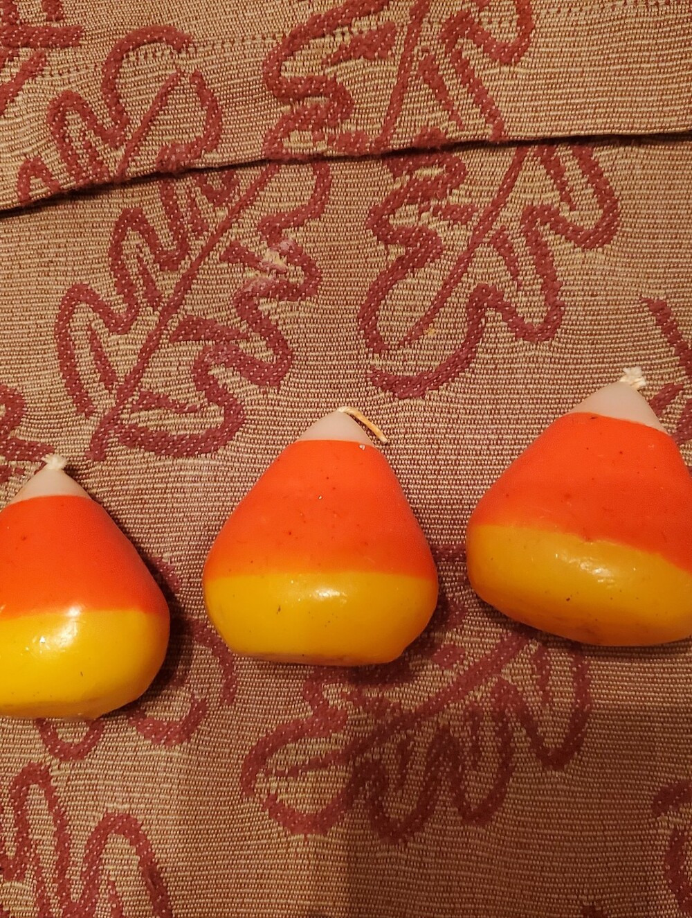 Candy Corn Accent Candles –set of 3, vintage, 2x1.5"